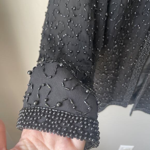 NWT Cote d Azur Evening Formal Silk Beaded Long Sleeve Formal Women’s Size Large - Picture 6 of 11